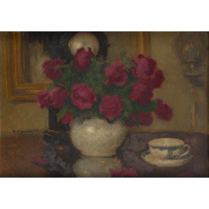 Alfons Karpiński (1875 Rozwadów k. Tarnobrzegu - 1961 Kraków), Martwa natura z porcelaną