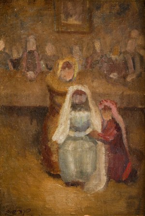 Ludwik Lille (1897 Podwłoczyska nad Zbruczem - 1957 Paryż), Panna młoda (recto)/Szkic postaci (verso)