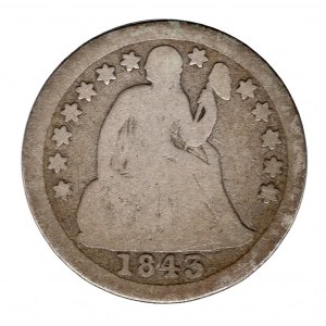 USA 1 Dime 1843 Philadelphia Seated Liberty Silver