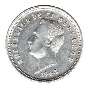 El Salvador 25 Centavos 1943 Silver