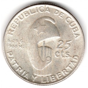 Cuba 25 Centavos 1953 Jose Marti