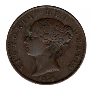 Great Britain 1/2 Penny 1854 Victoria 