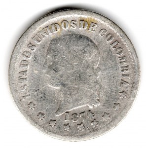 10 Centavos 1874/4 Bogota