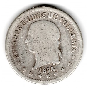 10 Centavos 1874 Bogota