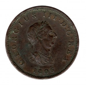 Great Britain 1/2 Penny 1806 George III Castle Mint
