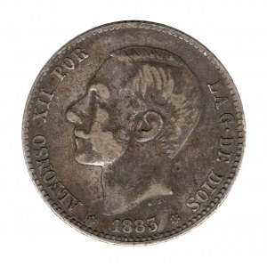 Spain 1 Peseta 1883 (83) Alfonso XII 