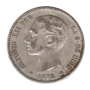 Spain 1 Peseta 1876 (76) Alfonso XII 