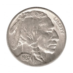 USA 5 Cents 1937 Philadelphia Buffalo Nickel 