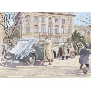 Marek Szyszko (b. 1951, Warsaw), The Assassination of Kutschera, illustration, 2015