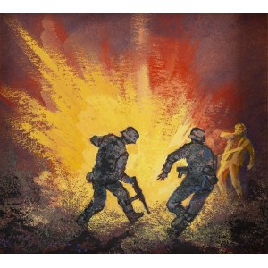 Grzegorz Rosiński (b. 1941, Stalowa Wola), Freckled. Operation Hasag, cover design, 1968