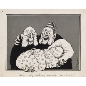 Edward Lutczyn (nato nel 1947 a Heppenheim), “-Che nome daremo al nostro piccolo?”, illustrazione per la rivista “Szpilki”