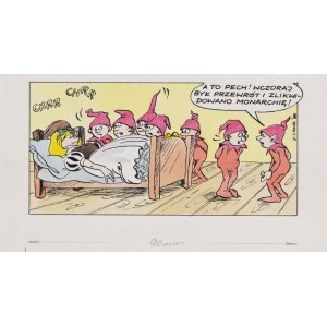 Szarlota Pawel (1947–2018), What Bad Luck! There Was a Coup Yesterday and the Monarchy Was Abolished!, satirical comic, 1988