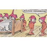 Szarlota Pawel (1947–2018), What Bad Luck! There Was a Coup Yesterday and the Monarchy Was Abolished!, satirical comic, 1988