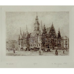 Hugo Ulbrich Widok ratusza wrocławskiego odbitka współczesna