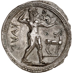 Bruttium, Caulonia. ND-type anvil stater or nomos (525–500 B.C.), Caulonia.