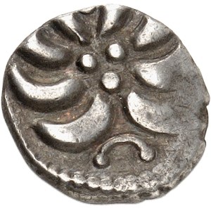 Vindéliciens (Vindelici). Quinaire aux torques (Büschelquinar) ND (Ier s. av. J.-C.).