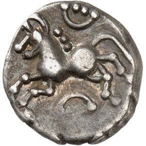 Vindéliciens (Vindelici). Quinaire aux torques (Büschelquinar) ND (Ier s. av. J.-C.).
