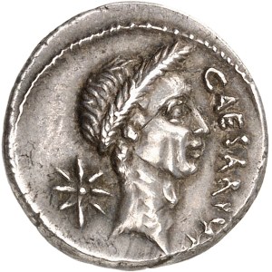 P. Sepullius Macer. Denier à l’effigie du divin Jules César ND (février-mars 44 av. J.-C.), Rome.
