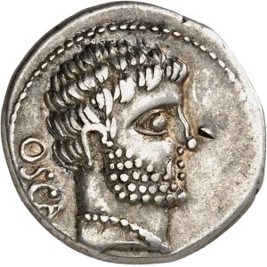 Cn. Domitius Calvinus. Denarius ND (39 BC), Osca (Huesca).