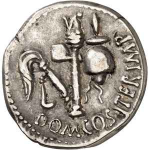 Cn. Domitius Calvinus. Denarius ND (39 BC), Osca (Huesca).