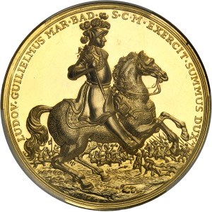 Bade, Louis Guillaume (1677–1707). Medal with a face value of 20 ducats, commemorating the 300th anniversary of Margrave Louis Guillaume and the Peace of Rastatt, Special Strike (SP) 1955.