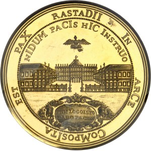 Bade, Louis Guillaume (1677–1707). Medal with a face value of 20 ducats, commemorating the 300th anniversary of Margrave Louis Guillaume and the Peace of Rastatt, Special Strike (SP) 1955.