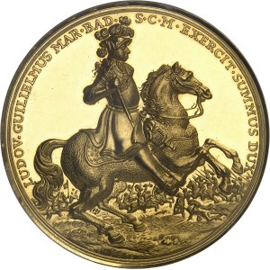 Bade, Louis Guillaume (1677–1707). Medal with a face value of 20 ducats, commemorating the 300th anniversary of Margrave Louis Guillaume and the Peace of Rastatt, Special Strike (SP) 1955.