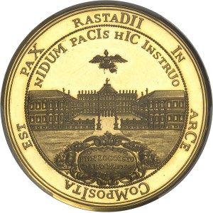 Bade, Louis Guillaume (1677–1707). Medal with a face value of 20 ducats, commemorating the 300th anniversary of Margrave Louis Guillaume and the Peace of Rastatt, Special Strike (SP) 1955.
