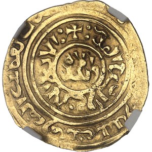 Louis IX, known as Saint Louis (1245–1270). Gold dinar minted in Palestine in 125/?, Saint John of Acre.
