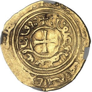 Louis IX, known as Saint Louis (1245–1270). Gold dinar minted in Palestine in 125/?, Saint John of Acre.