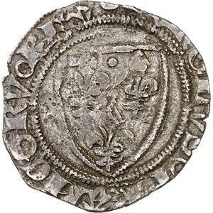Charles VI (1380–1422). Half-blanc, also known as a demi-guénar, 8th issue of ND (June 18, 1419), Saint-Quentin.