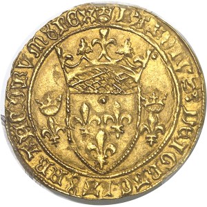 Charles VII (1422–1461). Gold shield with a crown, 3rd type, or “new shield,” 6th issue, ND (1450–1461), Montpellier.