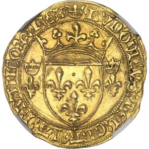 Louis XI (1461–1483). Gold écus with a crown, first issue, “ND” (1461), Rouen.