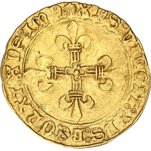 Charles VIII (1483–1498). Gold escu with sun; first issue, modified with scallop shells and the initials “ND” (1494–1498), Dijon.
