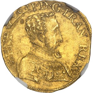 Henri II (1547-1559). Henri d’or, 1er type 1557, F, Angers.