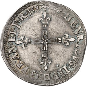 Henry III (1574–1589). Quarter-shield, cross with fleur-de-lis arms, viewed from the front, 1587, I, Limoges.