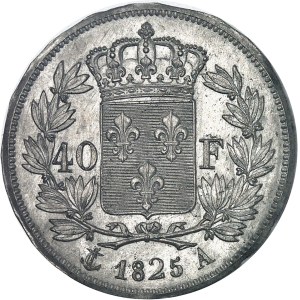 Charles X (1824–1830). Single-sided reverse proof of the 1825 40-Franc gold coin, A, Paris.