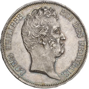 Louis-Philippe I (1830–1848). 5 francs without the I, raised edge, 1830, A, Paris.