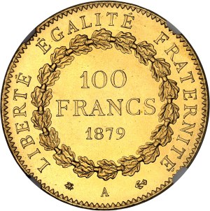 IIIe République (1870-1940). 100 francs Génie 1879, A, Paris.