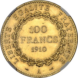 IIIe République (1870-1940). 100 francs Génie 1910, A, Paris.