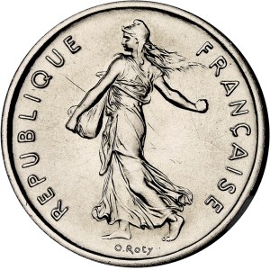 Fifth Republic (1958–present). 5-franc Semeuse nickel coin, burnished (PROOF) 1984, Pessac.