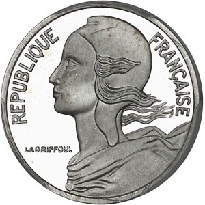 Ve République (1958 à nos jours). Piéfort de 5 centimes Marianne en argent, Frappe spéciale (SP) 1984, Pessac.