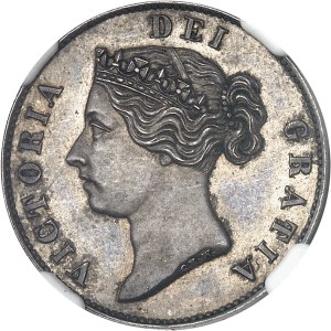 Victoria (1837-1901). Essai de Un shilling, tranche lisse, par Ch. Wyon, Flan bruni (PROOF) 1863, Londres.