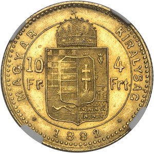 Franz Joseph I (1848–1916). 10 francs / 4 forint, 1882, KB, Kremnitz (Körmöcbánya).