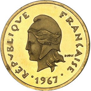 Ve République (1958 à nos jours). Piéfort de 10 francs en Or, Frappe spéciale (SP) 1967, Paris.