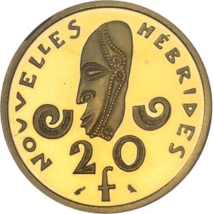 Ve République (1958 à nos jours). Piéfort de 20 francs en Or, Flan bruni (PROOF) 1967, Paris.