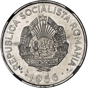 Socialist Republic (1965–1989). 3-lei copper-nickel trial coin, double obverse and ornamented edge, 1966, Bucharest.