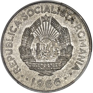 République socialiste (1965-1989). Essai de 3 lei en cupro-nickel, uniface d’avers avec la tranche lisse, Frappe spéciale (SP) 1966, Bucarest.