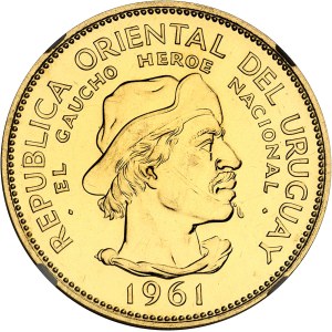 Republika. 10 peso – gaucho, bohater narodowy, flan bruni (PROOF) 1961.