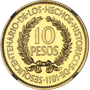 Republika. 10 peso – gaucho, bohater narodowy, flan bruni (PROOF) 1961.